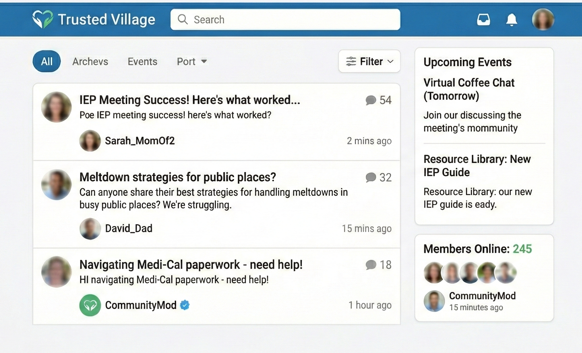 Trusted Village community platform preview